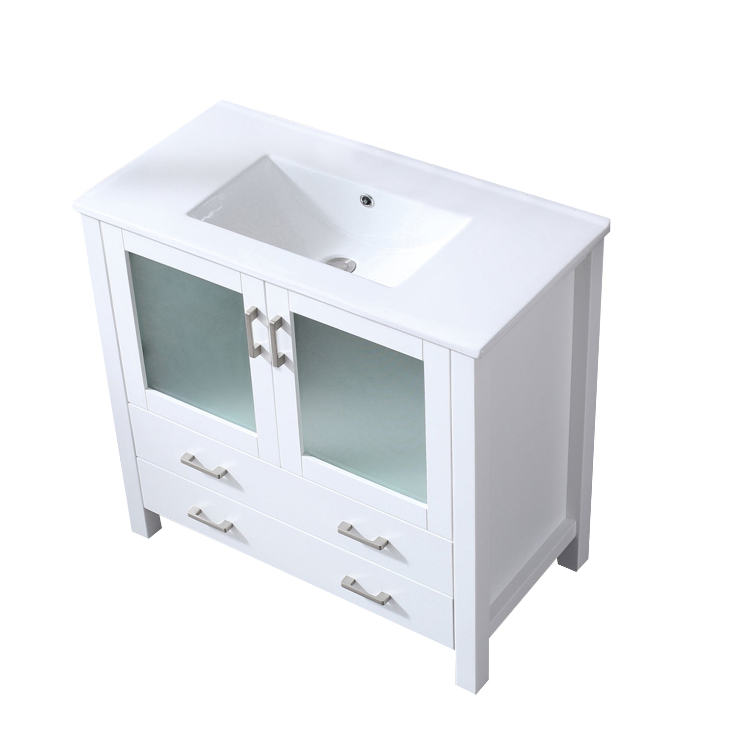 Volez 36 in. Freestanding Bathroom Vanity with Integrated Top, White integrated Square Sink