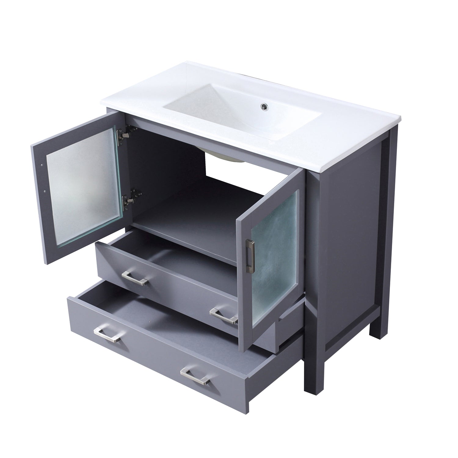Volez 36 in. Freestanding Bathroom Vanity with Integrated Top, White integrated Square Sink