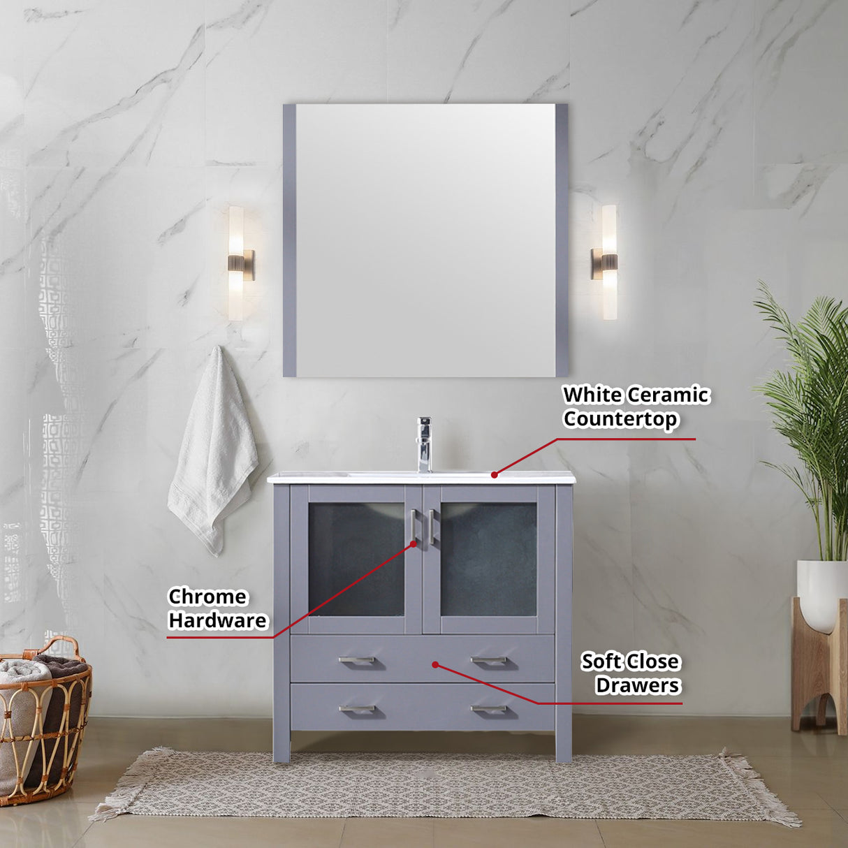 Volez 36 in. Freestanding Bathroom Vanity