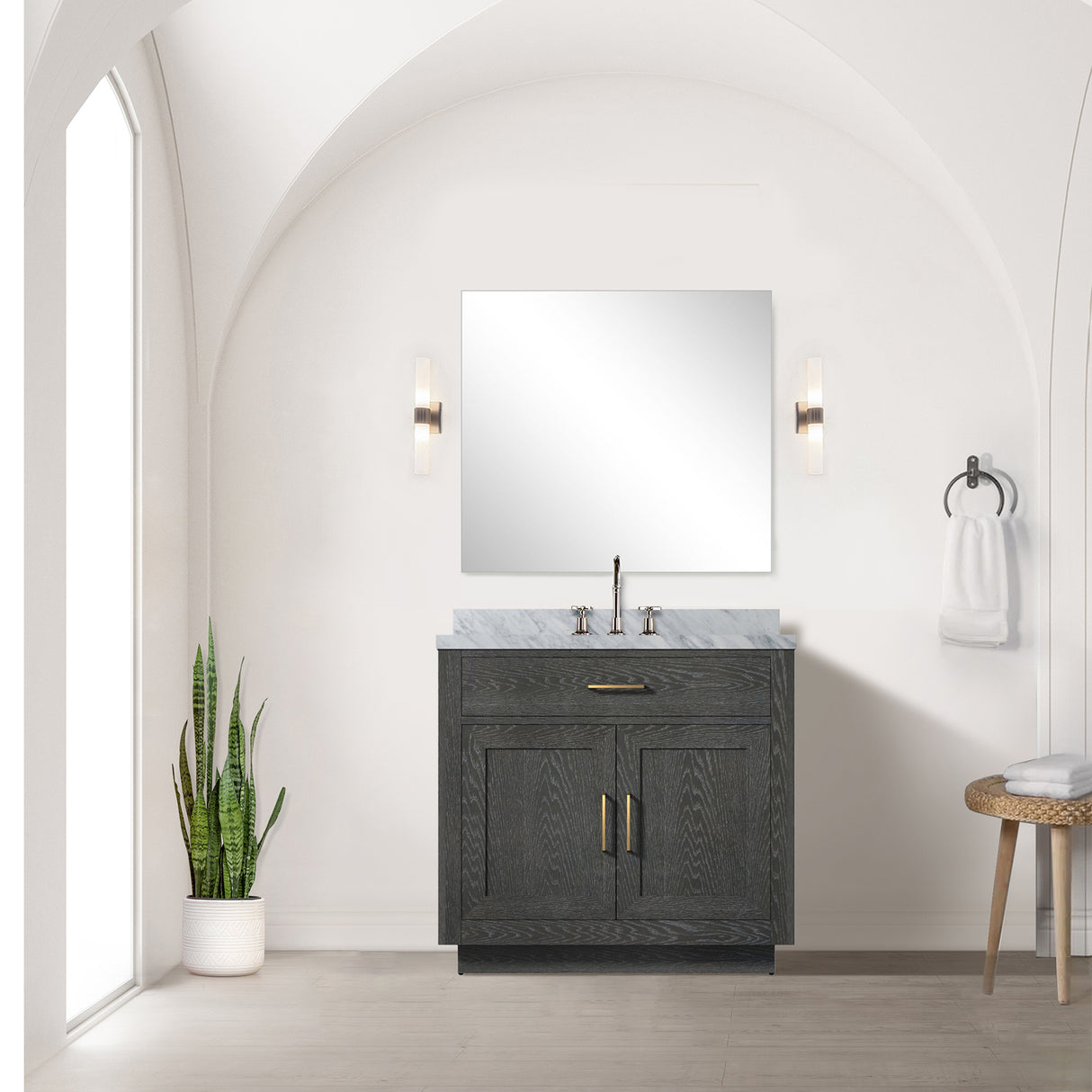 Abbey 36 in W x 22 in D Black Oak Single Bath Vanity