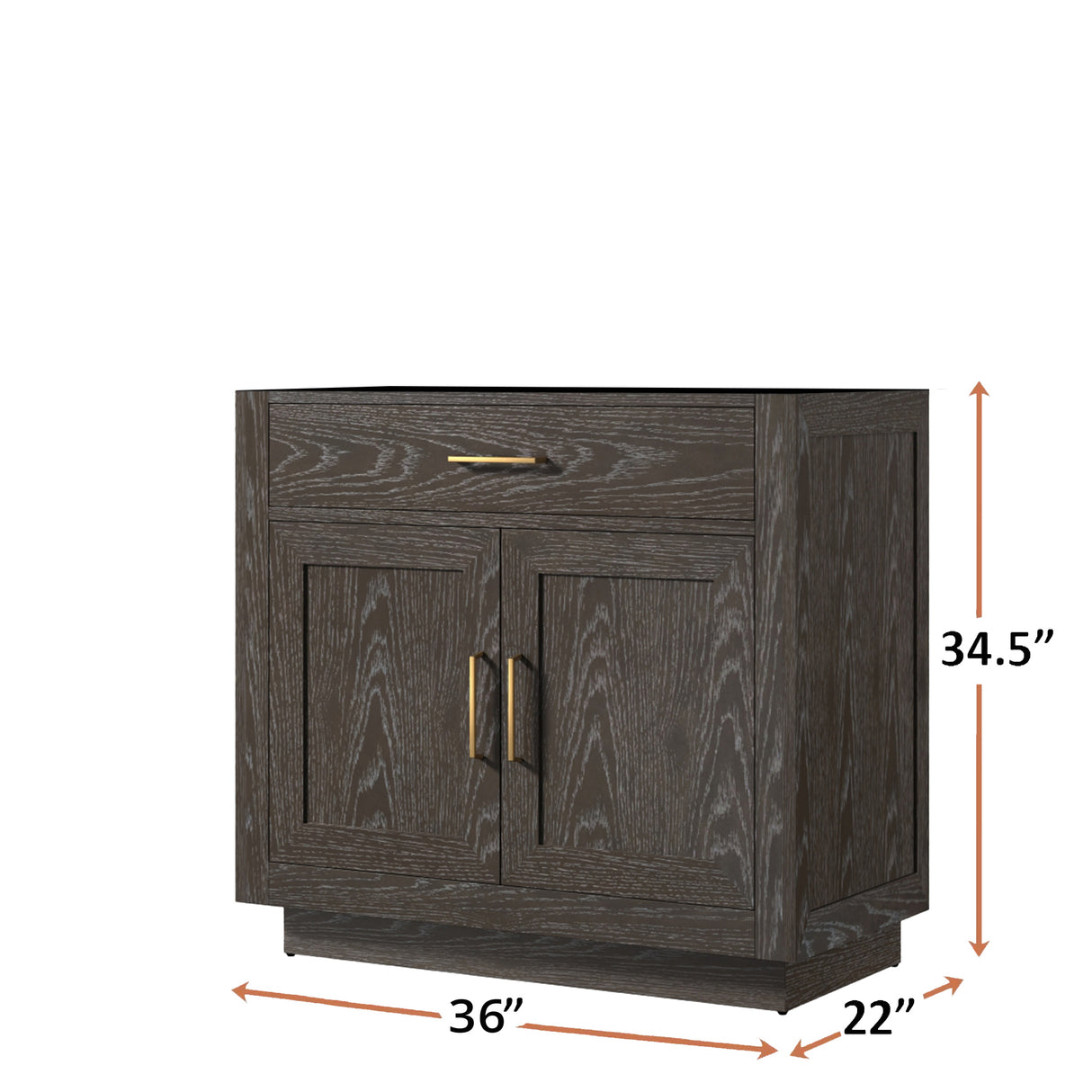 Abbey 36 in W x 22 in D Brown Oak Single Bath Vanity