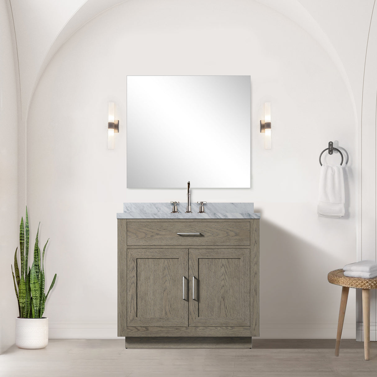 Abbey 36 in W x 22 in D Grey Oak Single Bath Vanity