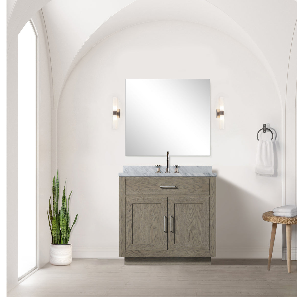 Abbey 36 in W x 22 in D Grey Oak Single Bath Vanity