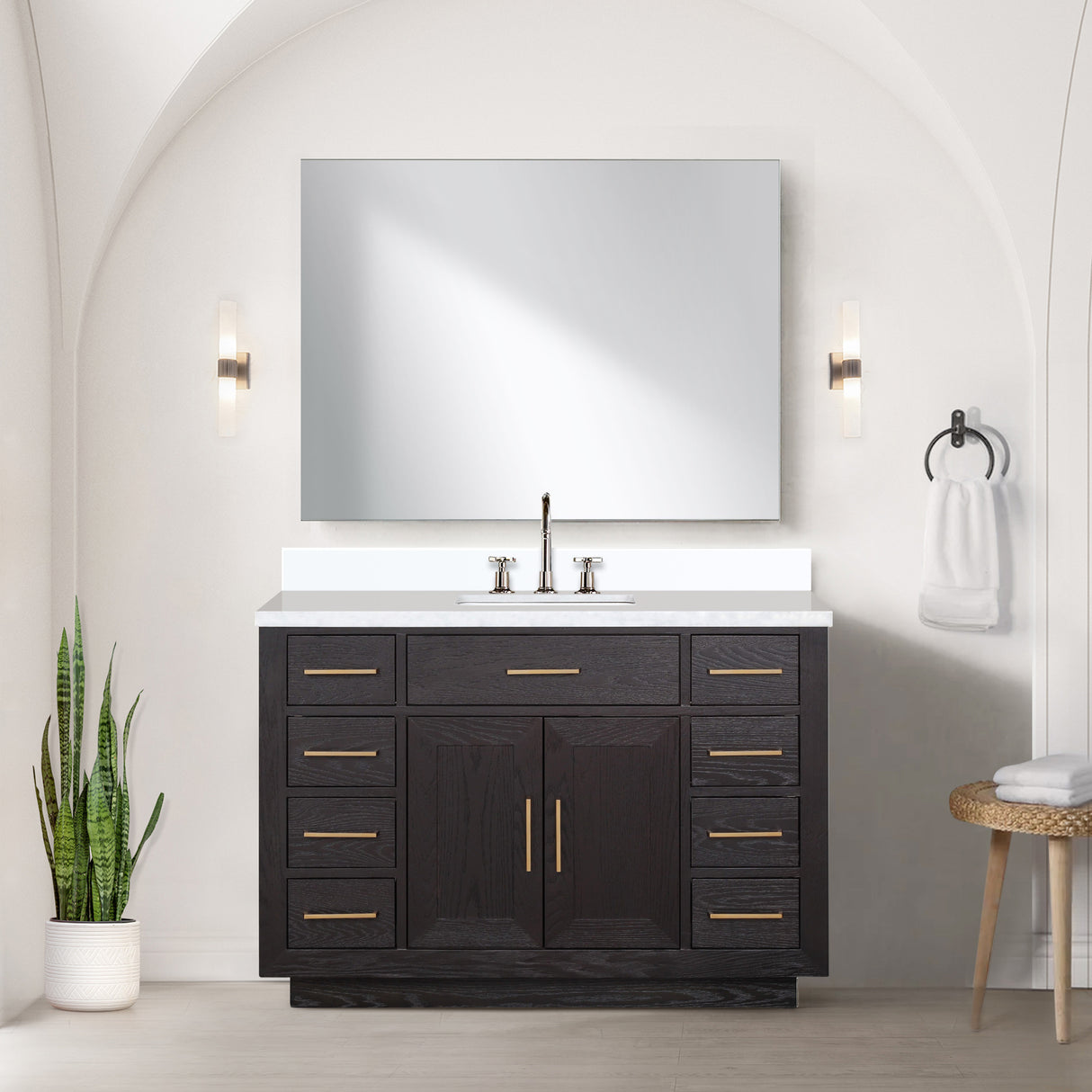 Abbey 48 in W x 22 in D Black Oak Single Bath Vanity