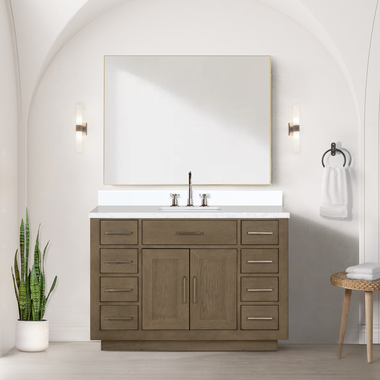 Abbey 48 in W x 22 in D Grey Oak Single Bath Vanity