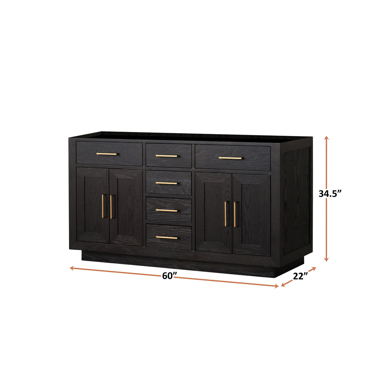 Abbey 60 in W x 22 in D Black Oak Double Bath Vanity