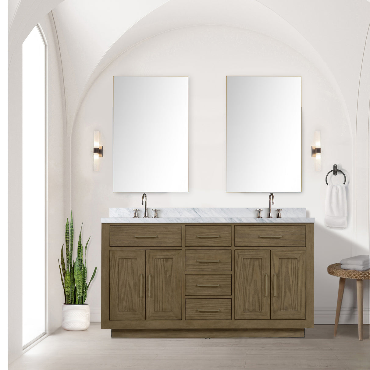 Abbey 60 in W x 22 in D Grey Oak Double Bath Vanity