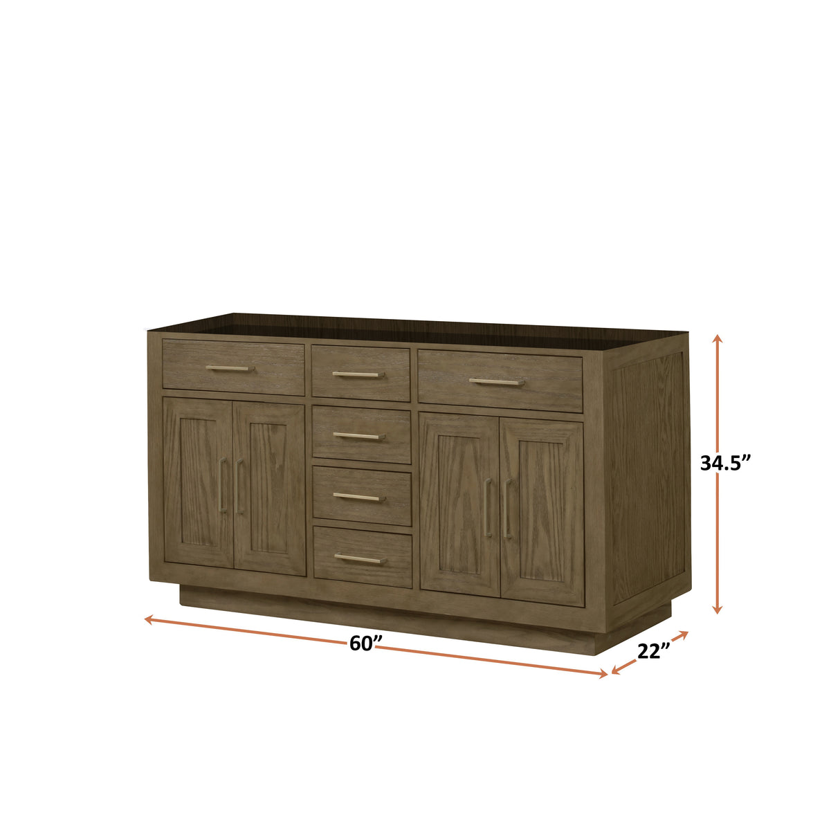 Abbey 60 in W x 22 in D Grey Oak Double Bath Vanity