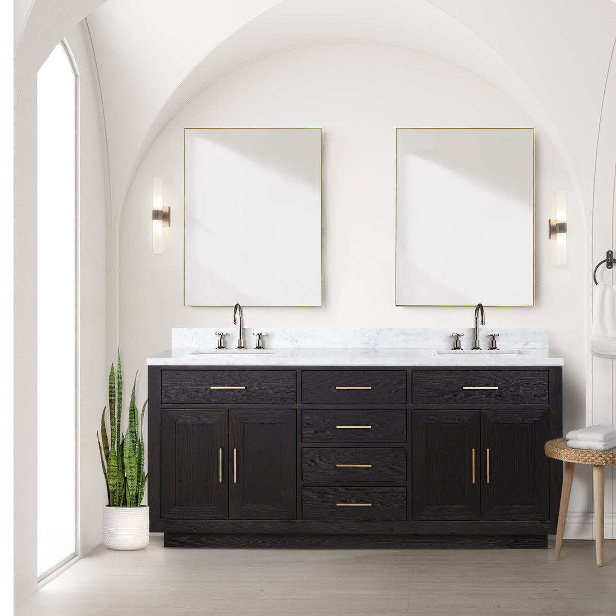 Abbey 72 in W x 22 in D Black Oak Double Bath Vanity