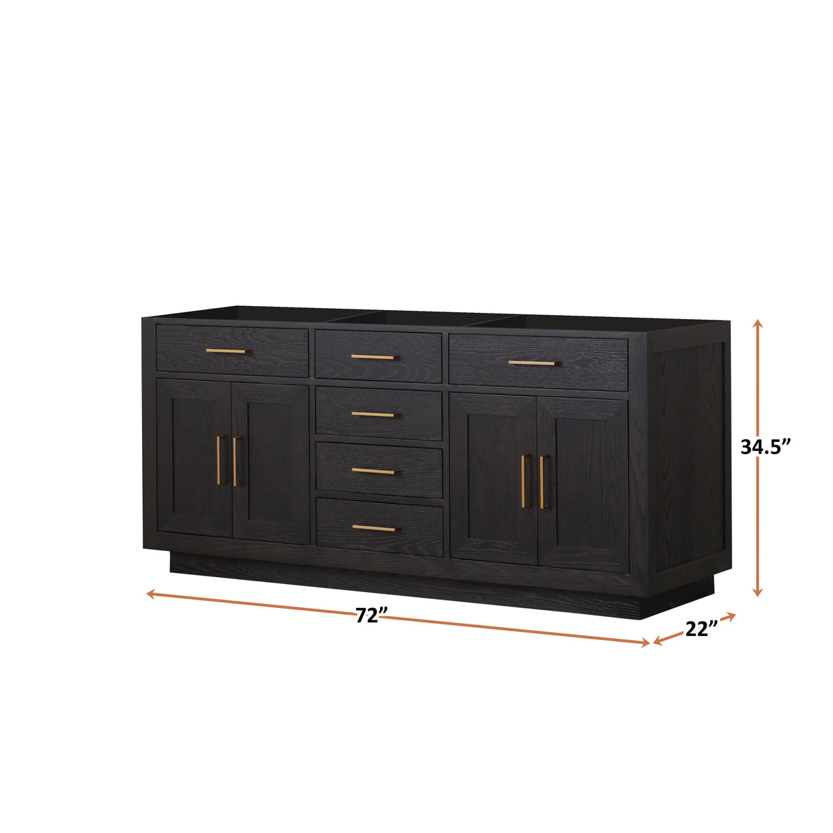 Abbey 72 in W x 22 in D Black Oak Double Bath Vanity