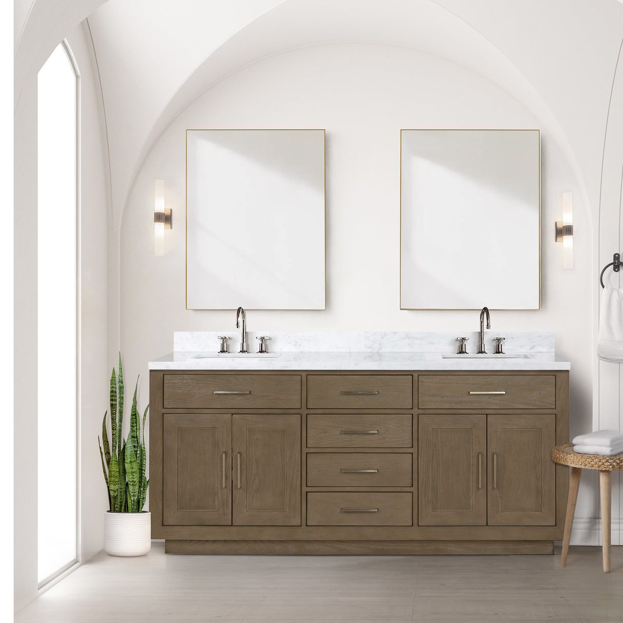 Abbey 72 in W x 22 in D Grey Oak Double Bath Vanity