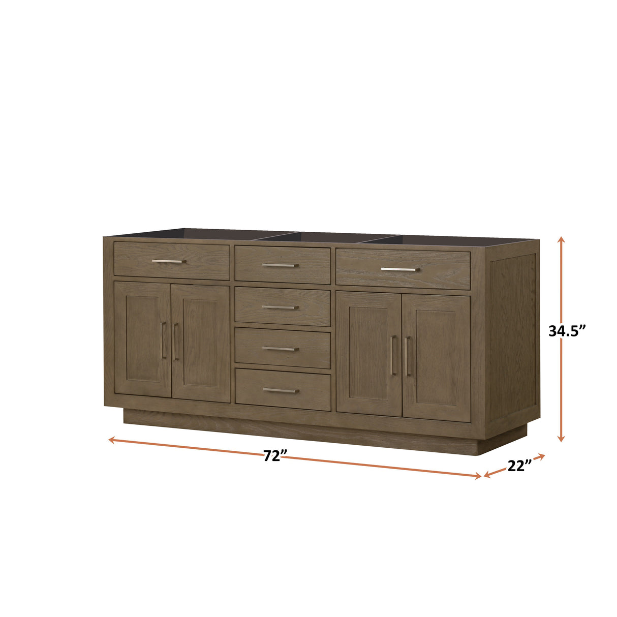 Abbey 72 in W x 22 in D Grey Oak Double Bath Vanity