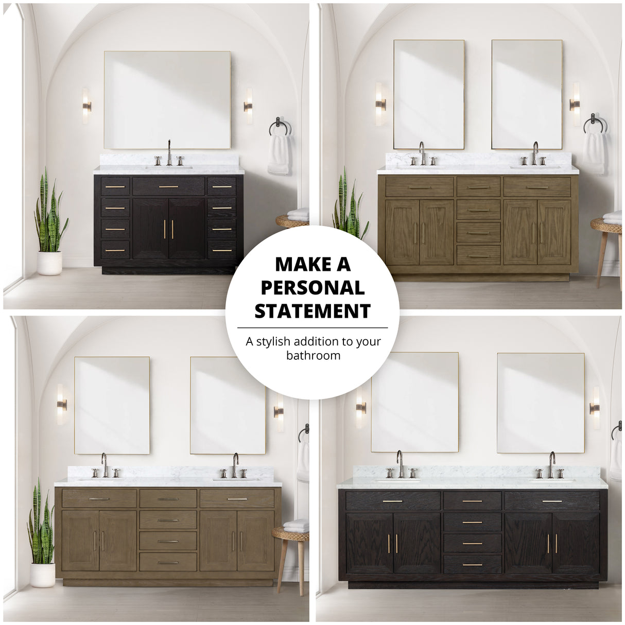 Abbey 80 in W x 22 in D Black Oak Double Bath Vanity