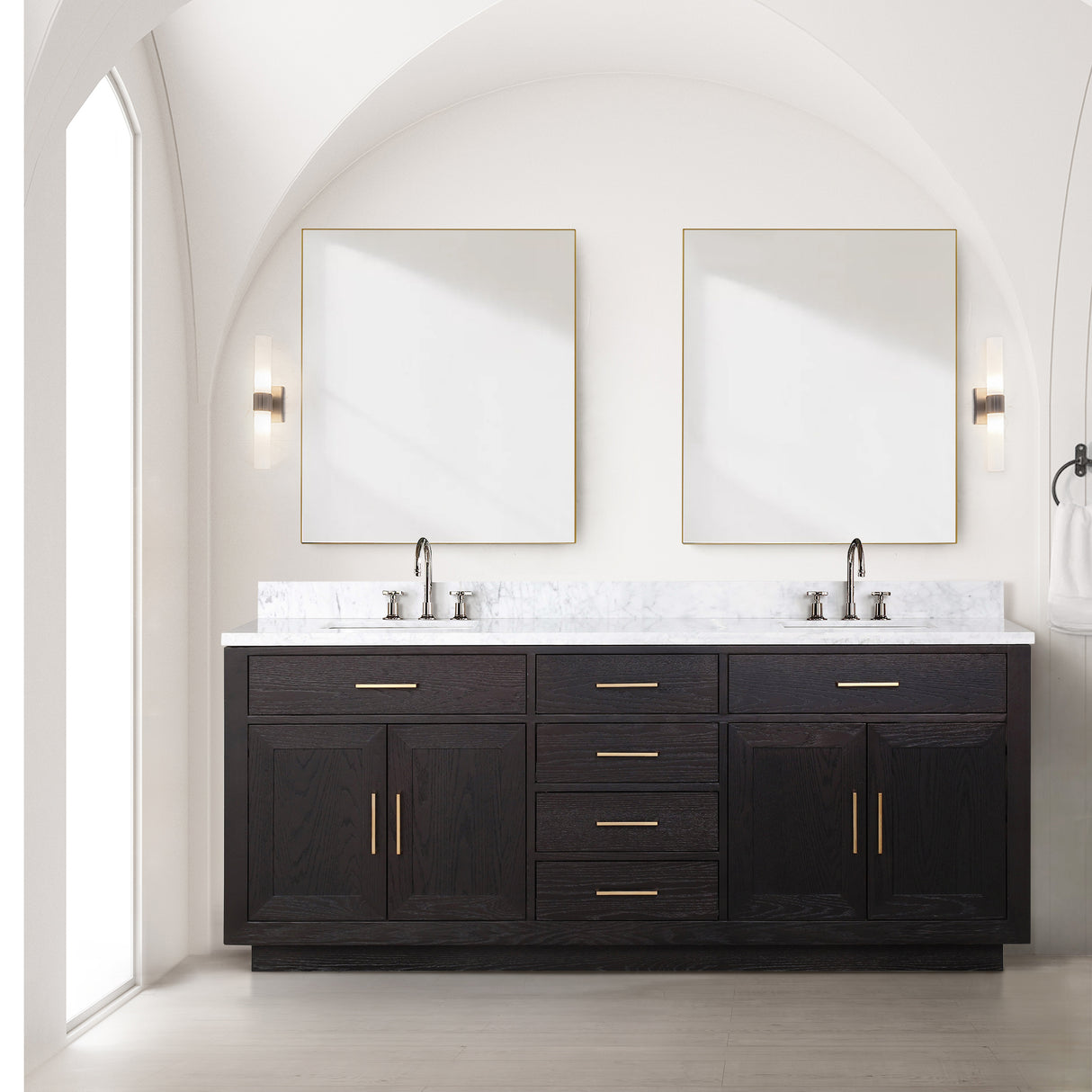 Abbey 80 in W x 22 in D Black Oak Double Bath Vanity