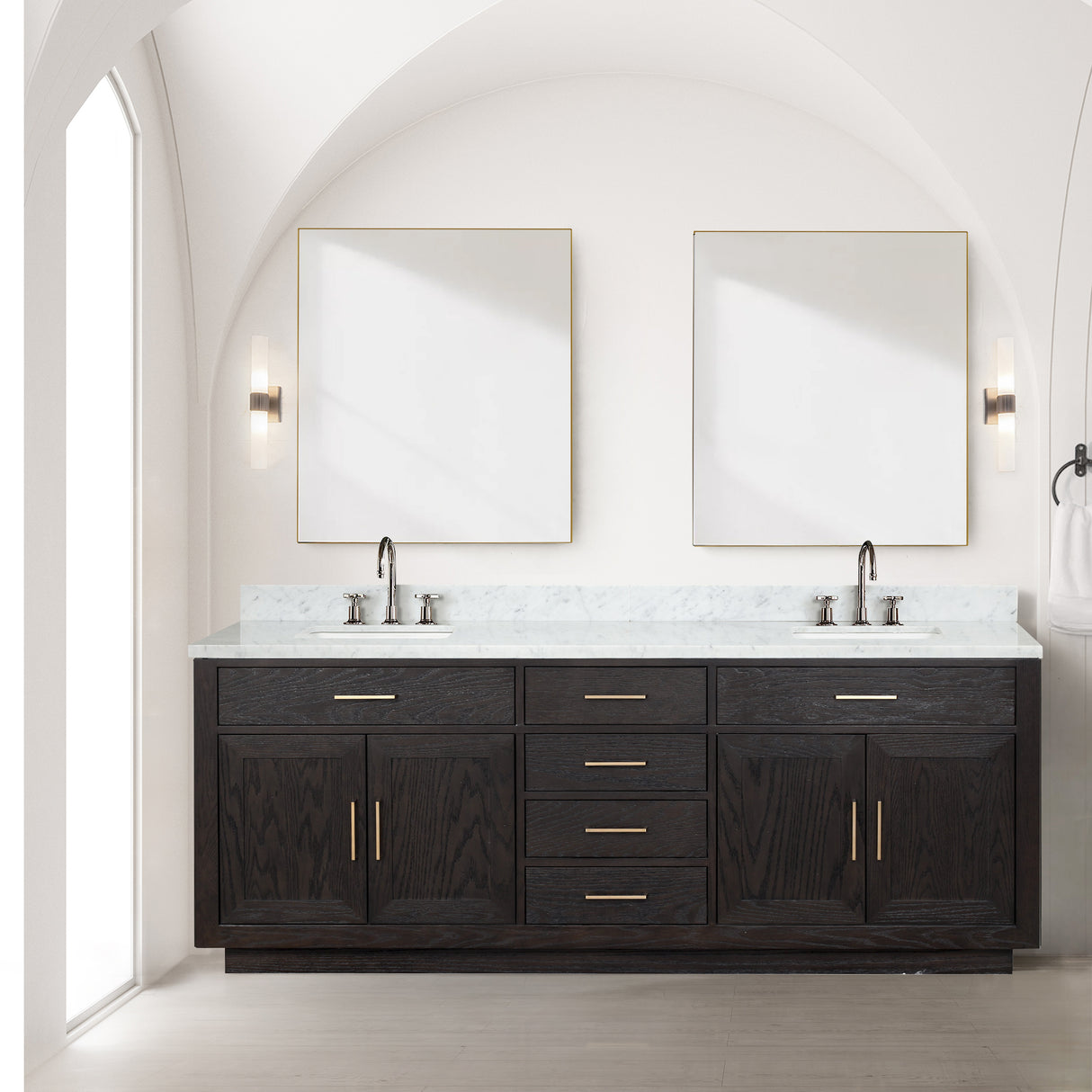 Abbey 84 in W x 22 in D Black Oak Double Bath Vanity