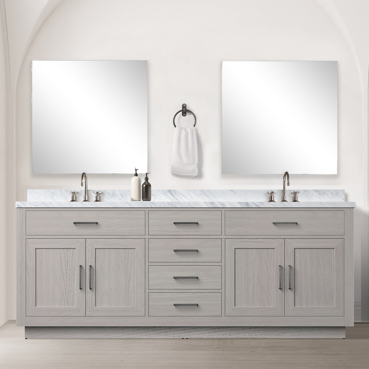Abbey 84 in W x 22 in D White Oak Double Bath Vanity