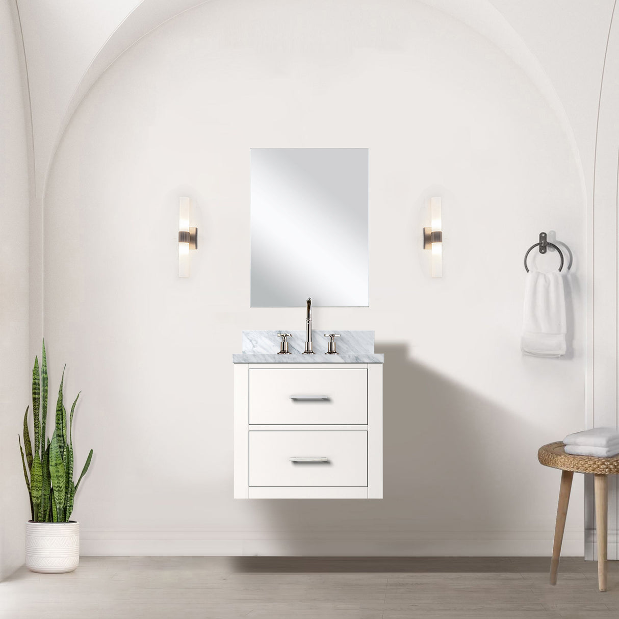 Castor 20 in W x 18 in D White Single Bath Vanity