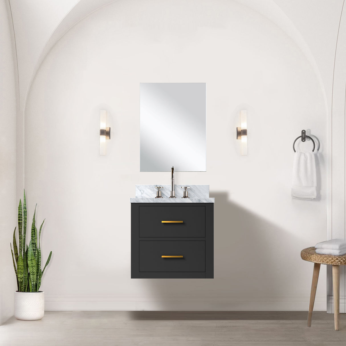 Castor 20 in W x 18 in D Black Single Bath Vanity