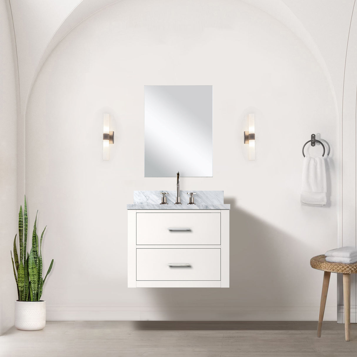 Castor 24 in W x 18 in D White Single Bath Vanity