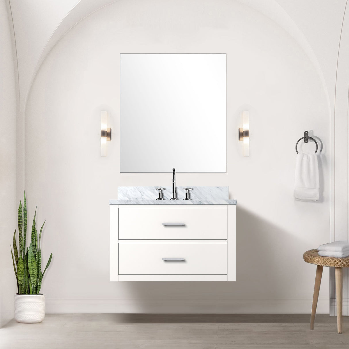 Castor 30 in W x 22 in D White Single Bath Vanity