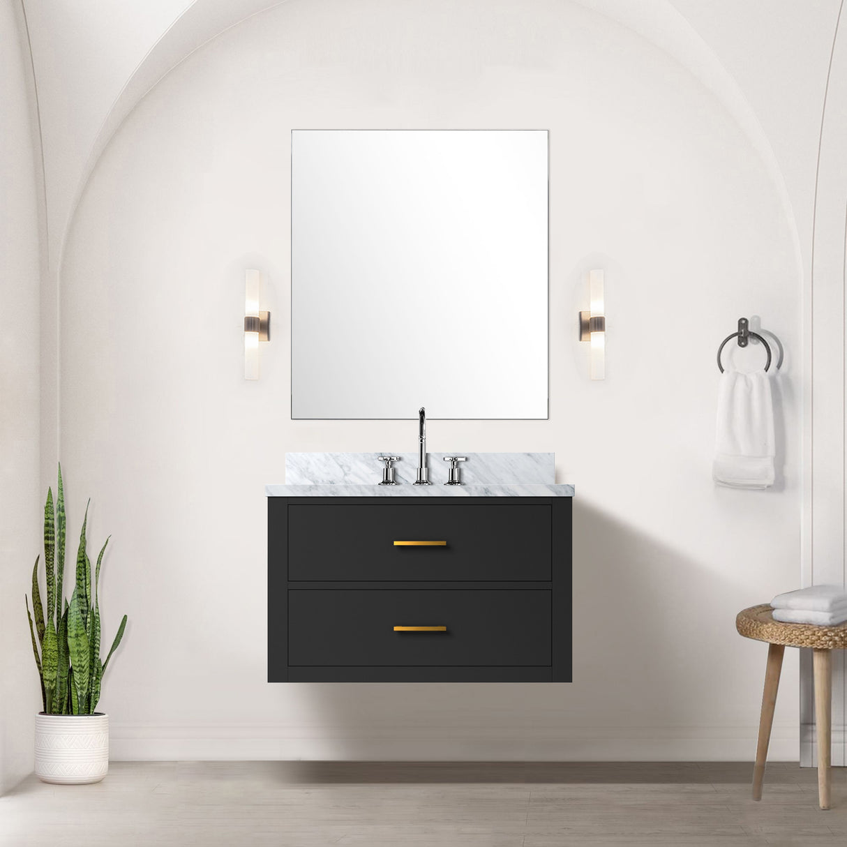Castor 30 in W x 22 in D Black Single Bath Vanity