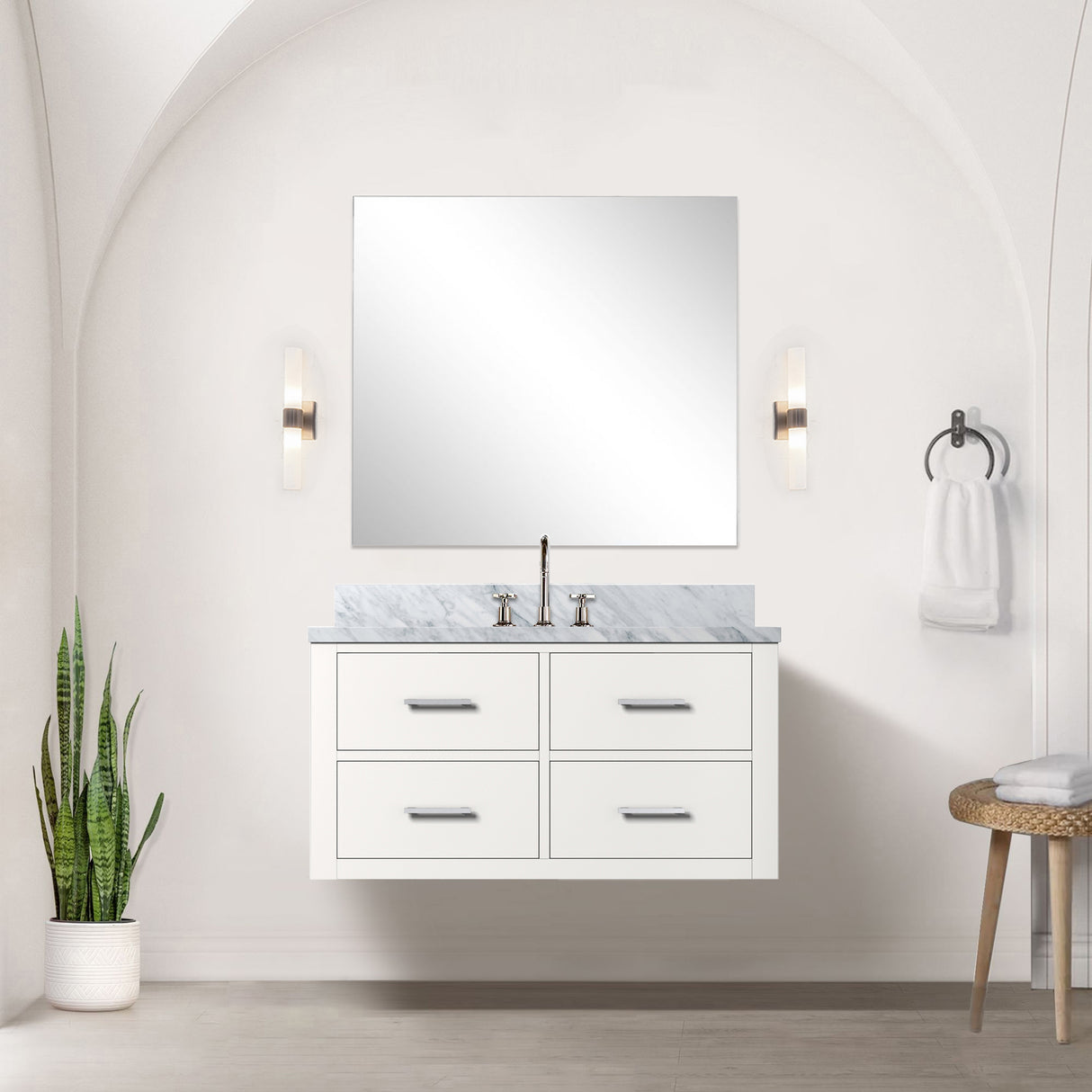 Castor 36 in W x 22 in D White Single Bath Vanity