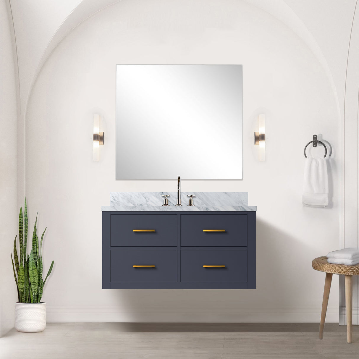 Castor 36 in W x 22 in D Blue Single Bath Vanity