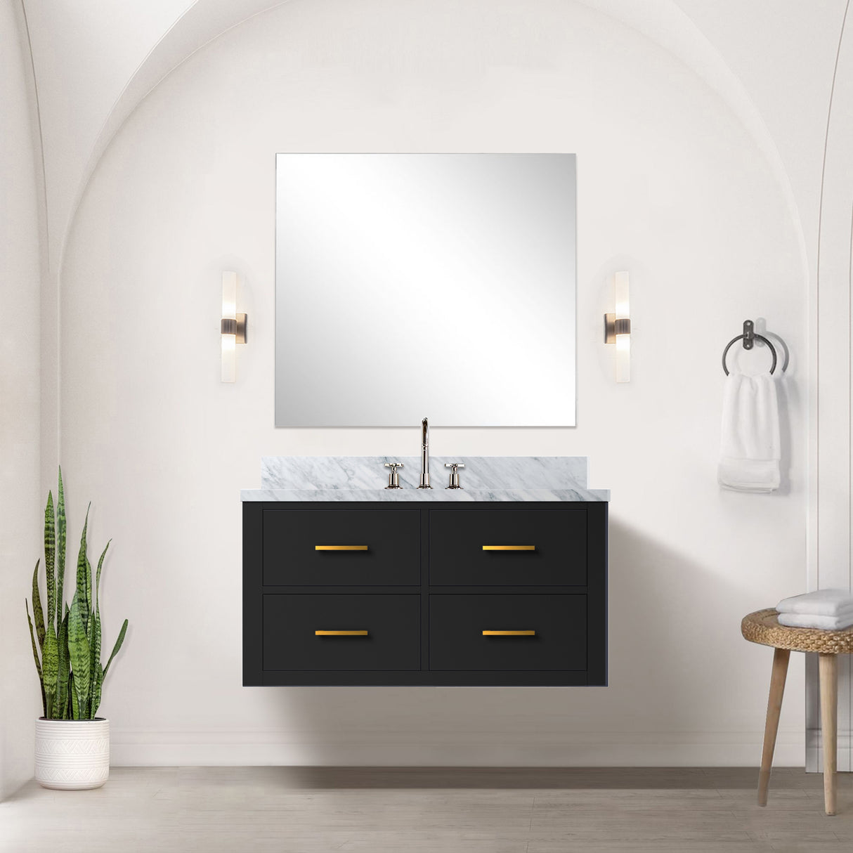 Castor 36 in W x 22 in D Black Single Bath Vanity