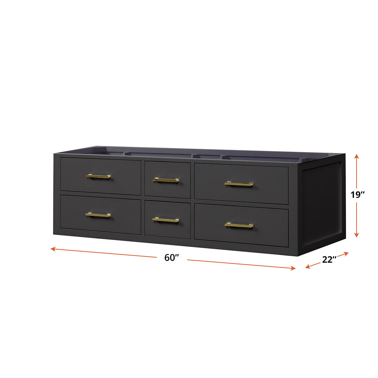 Castor 60 in W x 22 in D Black Double Bath Vanity