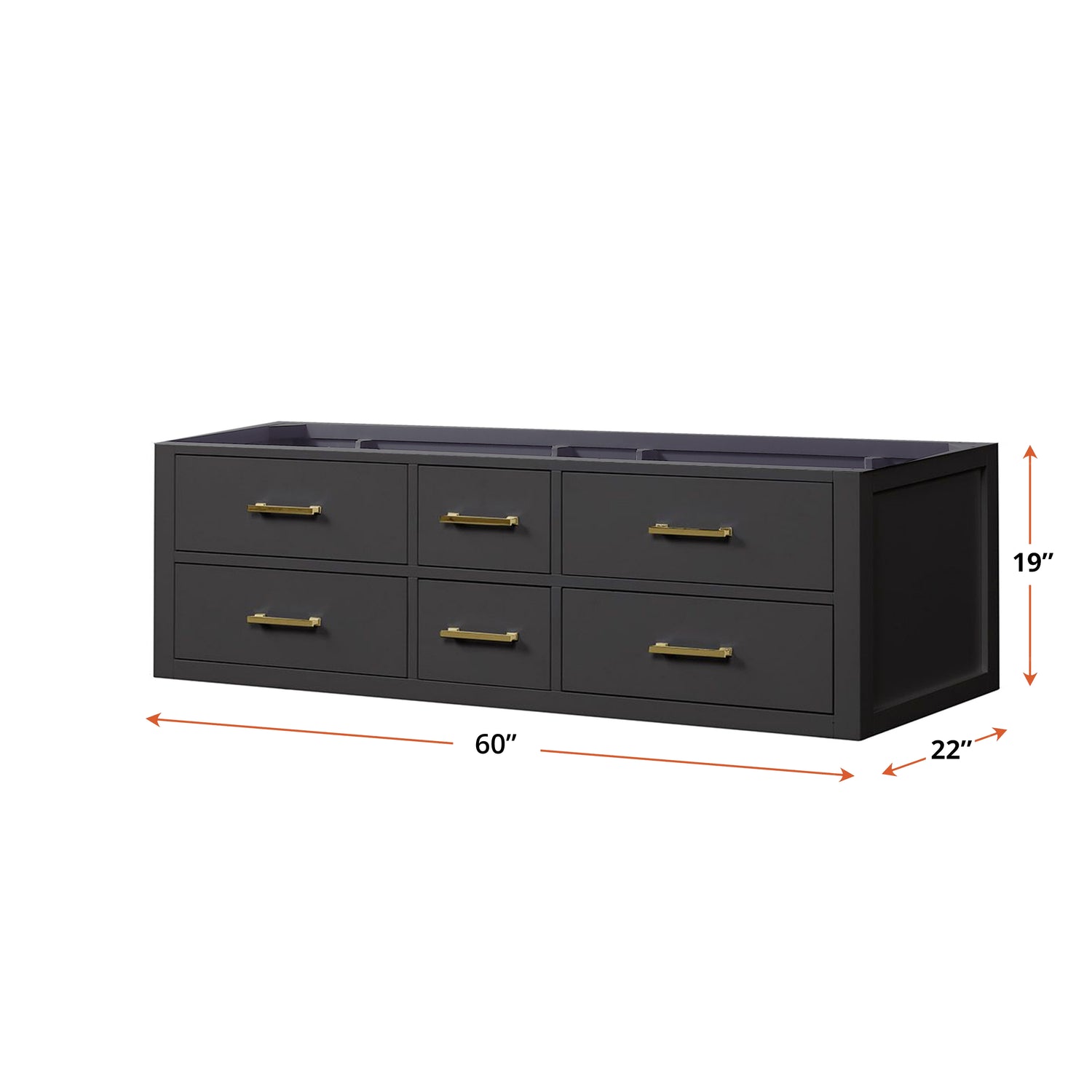 Castor 60 in W x 22 in D Black Double Bath Vanity