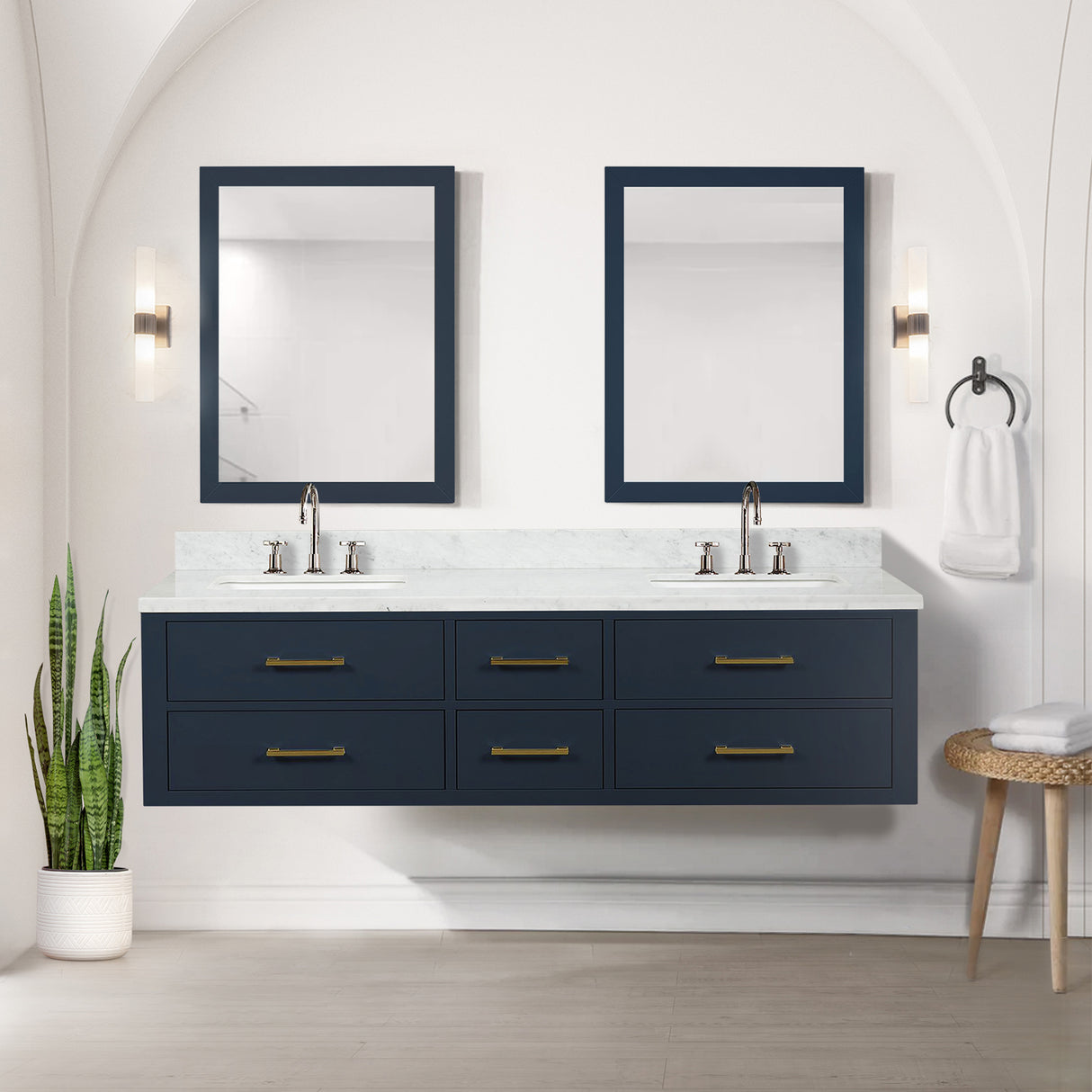 Castor 72 in W x 22 in D Blue Double Bath Vanity