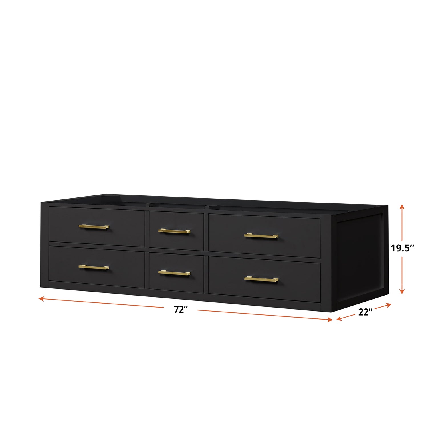 Castor 72 in W x 22 in D Black Double Bath Vanity