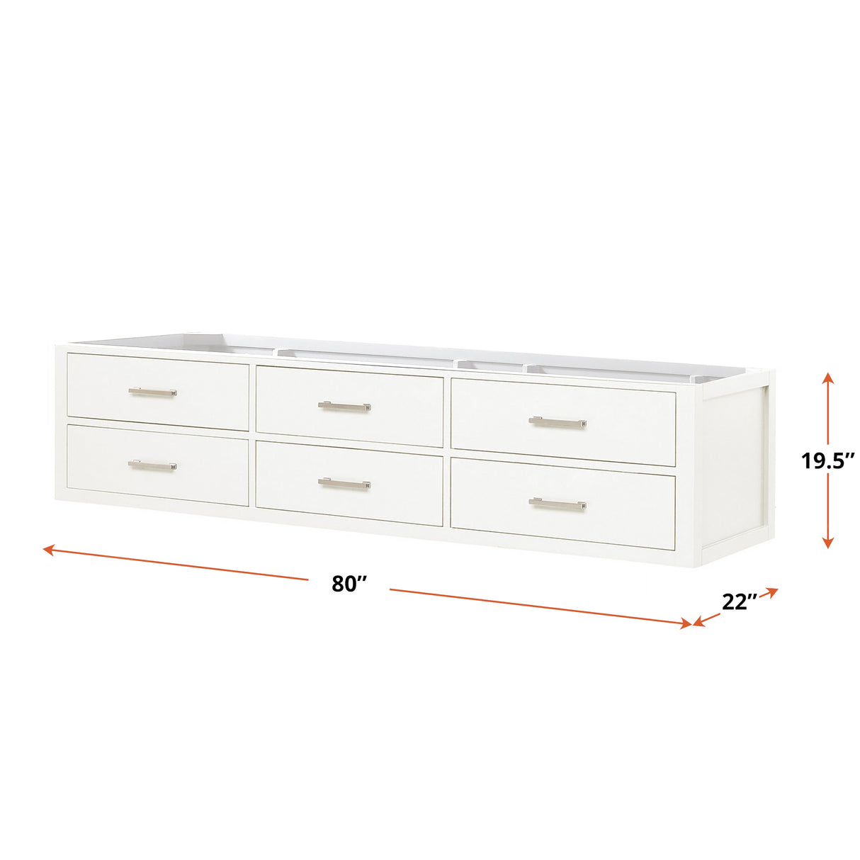 Castor 80 in W x 22 in D White Double Bath Vanity