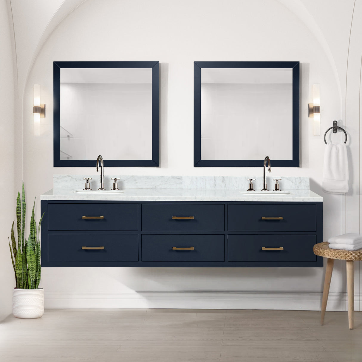 Castor 80 in W x 22 in D Blue Double Bath Vanity