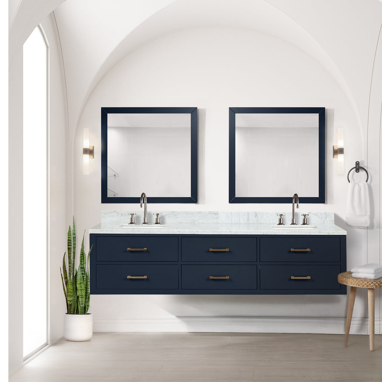 Castor 80 in W x 22 in D Blue Double Bath Vanity