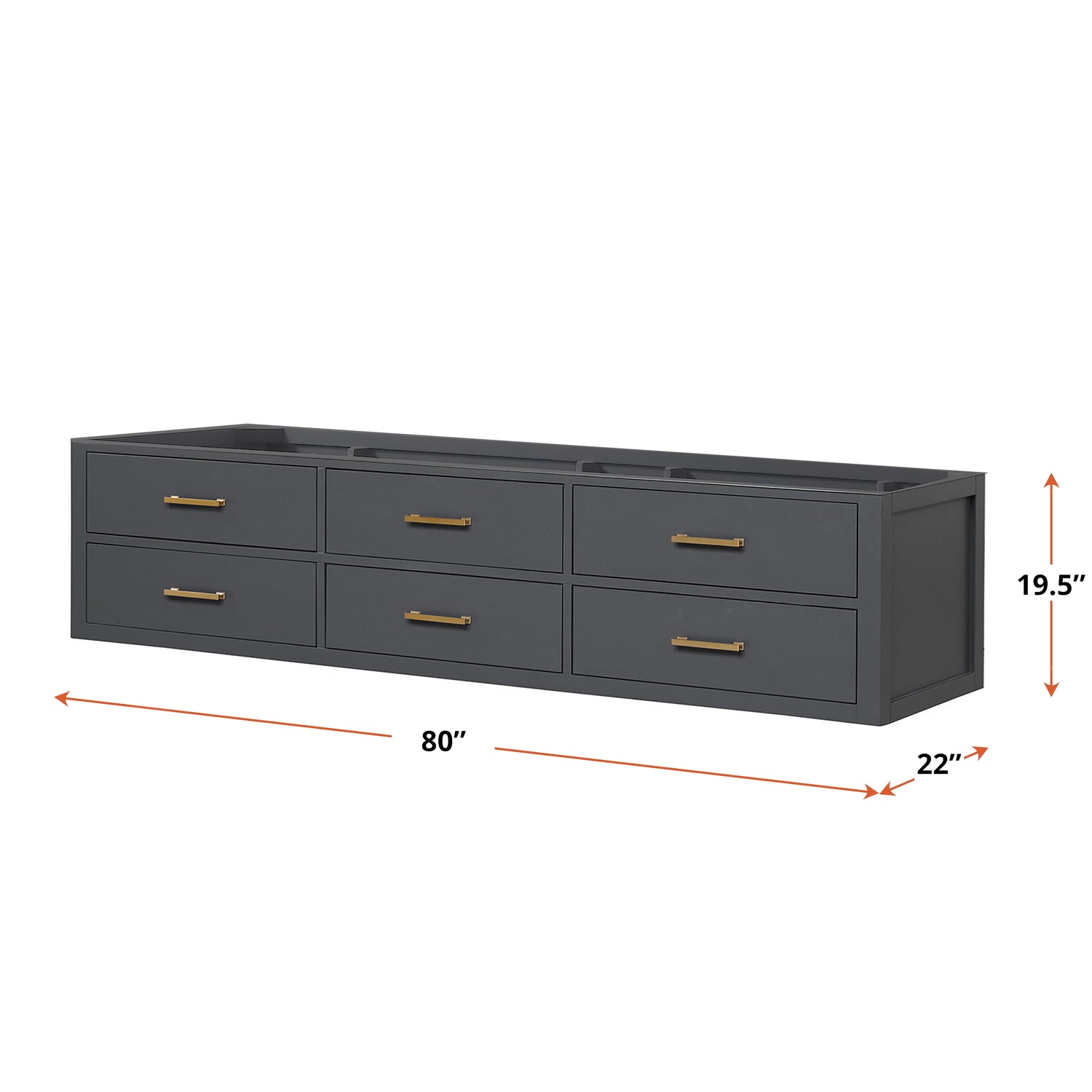 Castor 80 in W x 22 in D Black Double Bath Vanity