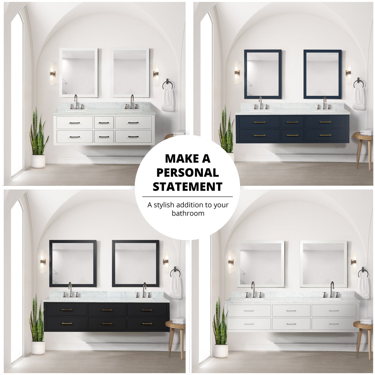 Castor 84 in W x 22 in D White Double Bath Vanity