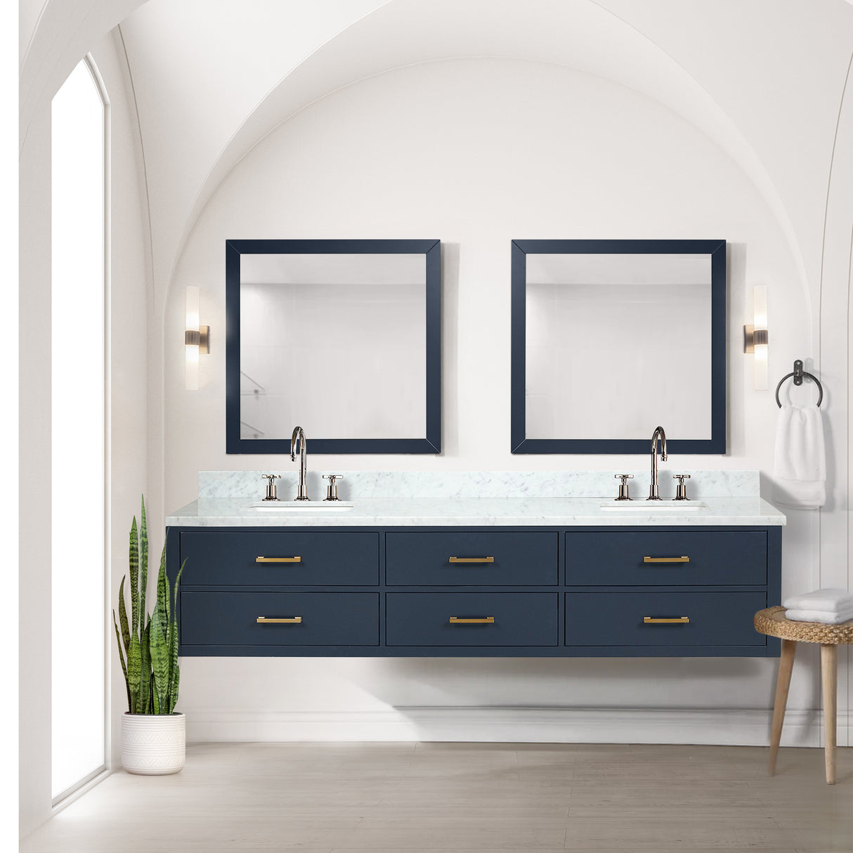 Castor 84 in W x 22 in D Blue Double Bath Vanity