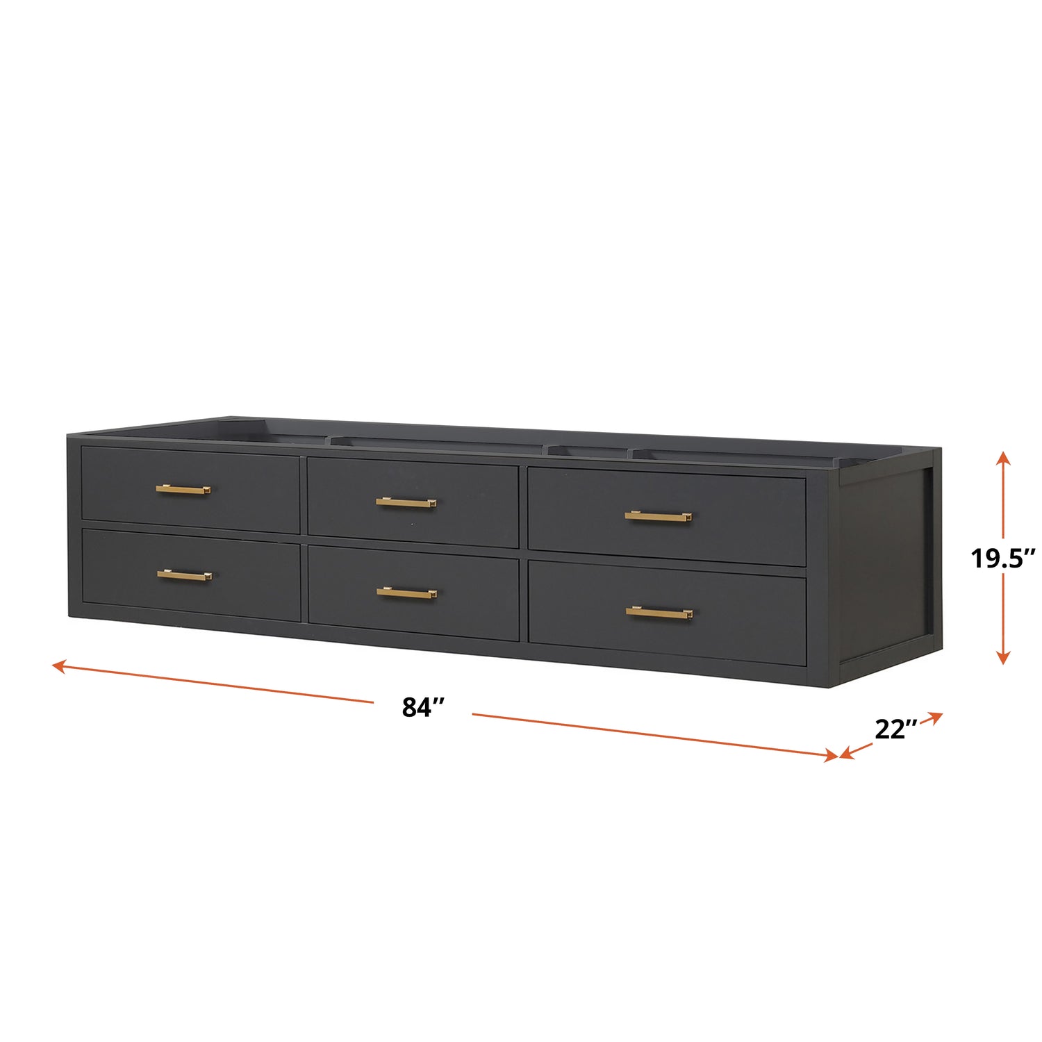 Castor 84 in W x 22 in D Black Double Bath Vanity