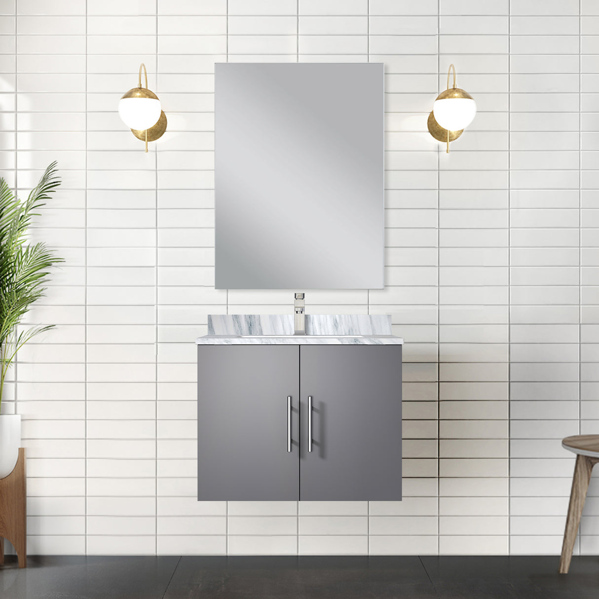 Geneva 24 in. W x 22 in. D Dark Grey Bath Vanity