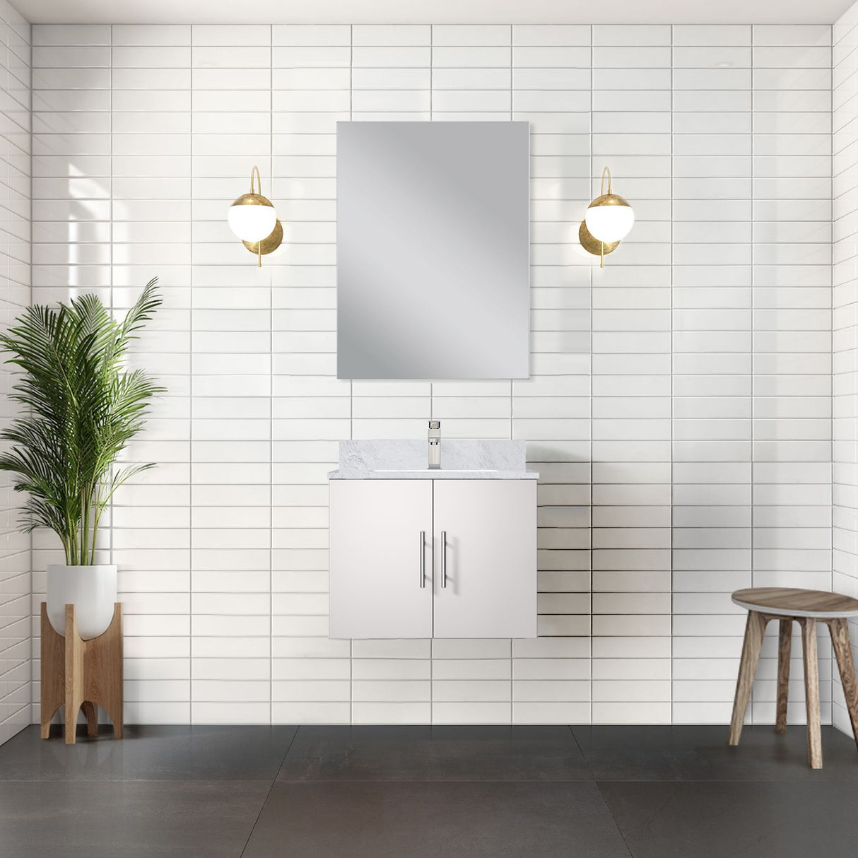 Geneva 24 in. W x 22 in. D Glossy White Bath Vanity
