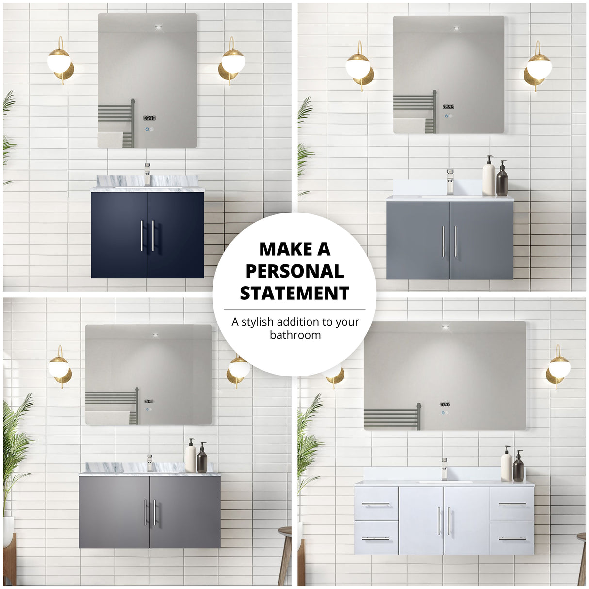 Geneva 36 in. W x 22 in. D Glossy White Bath Vanity