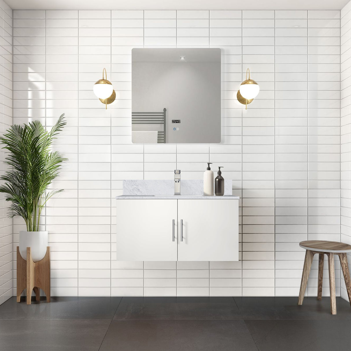 Geneva 36 in. W x 22 in. D Glossy White Bath Vanity