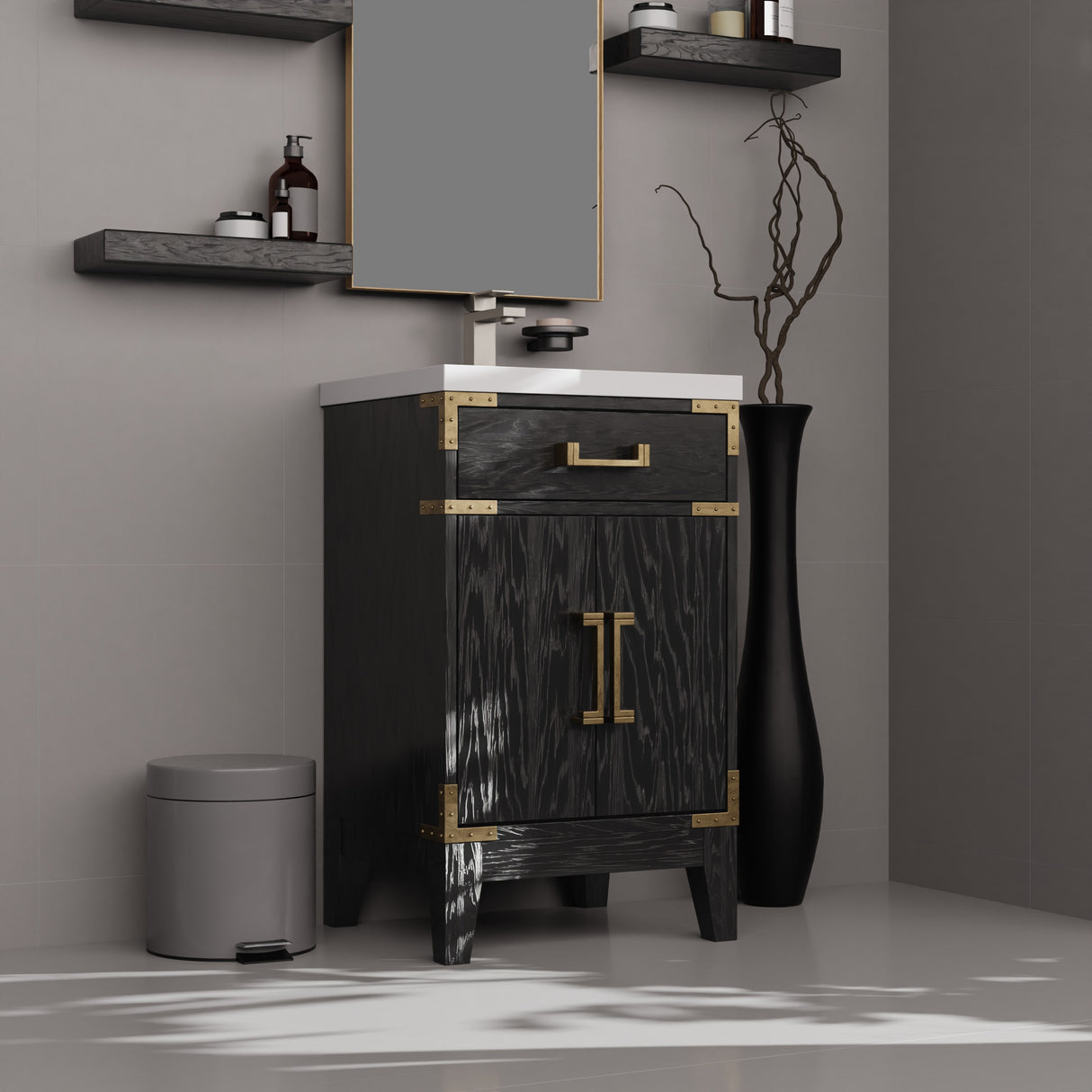 Laurel 20 in W x 18 in D Black Oak Single Bath Vanity