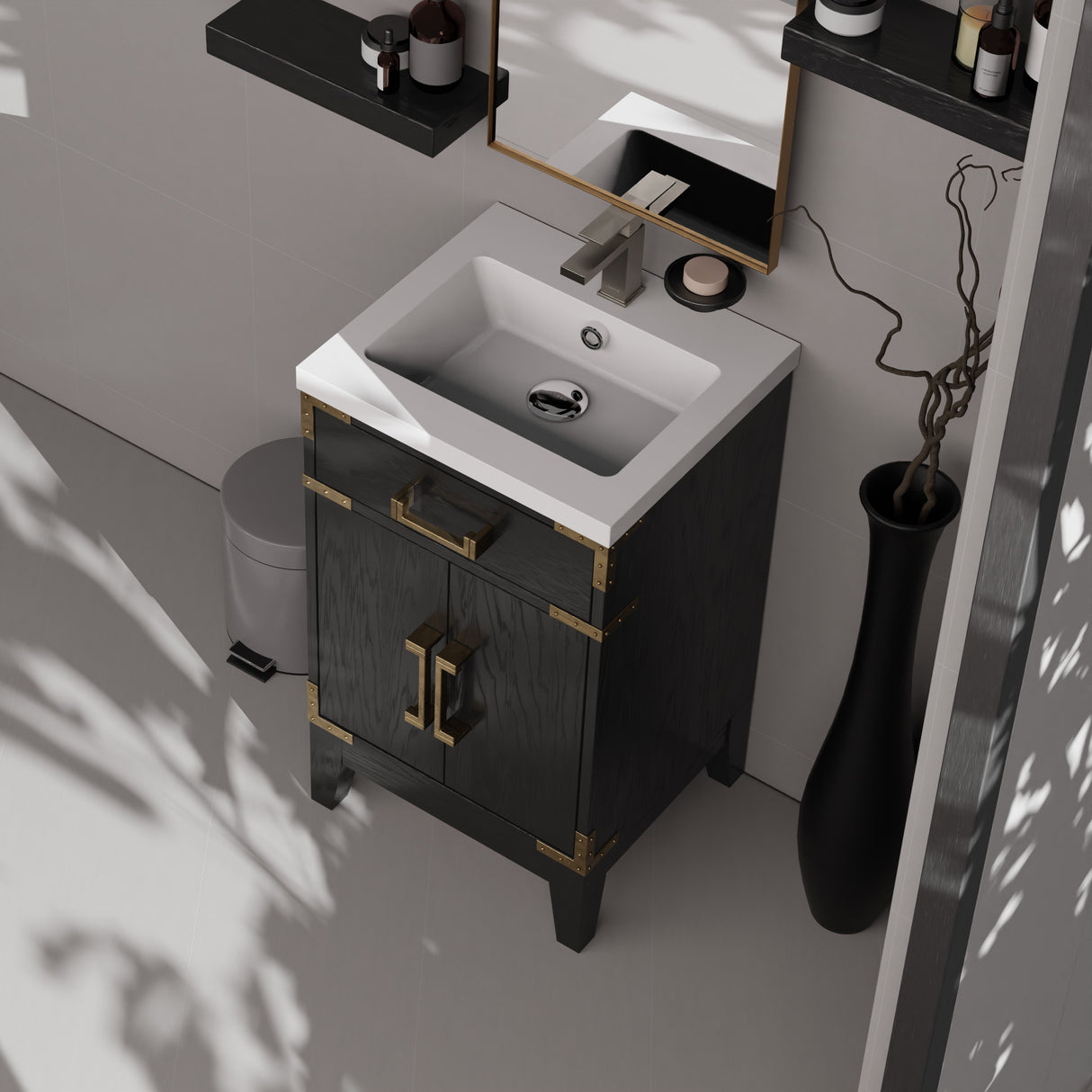 Laurel 20 in W x 18 in D Black Oak Single Bath Vanity