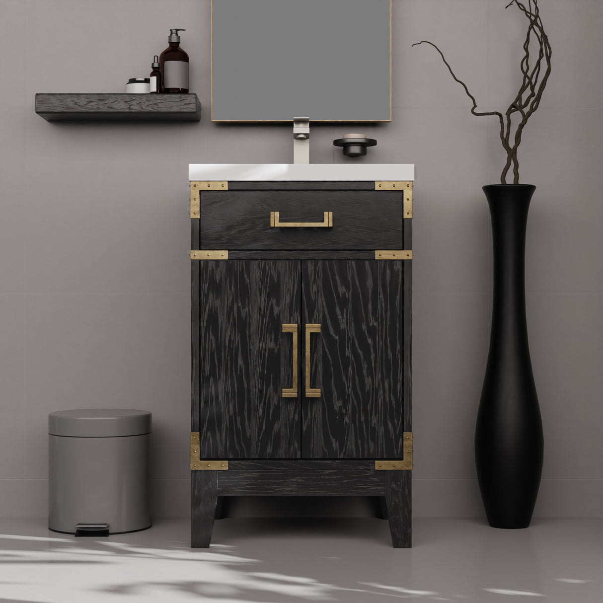 Laurel 20 in W x 18 in D Black Oak Single Bath Vanity