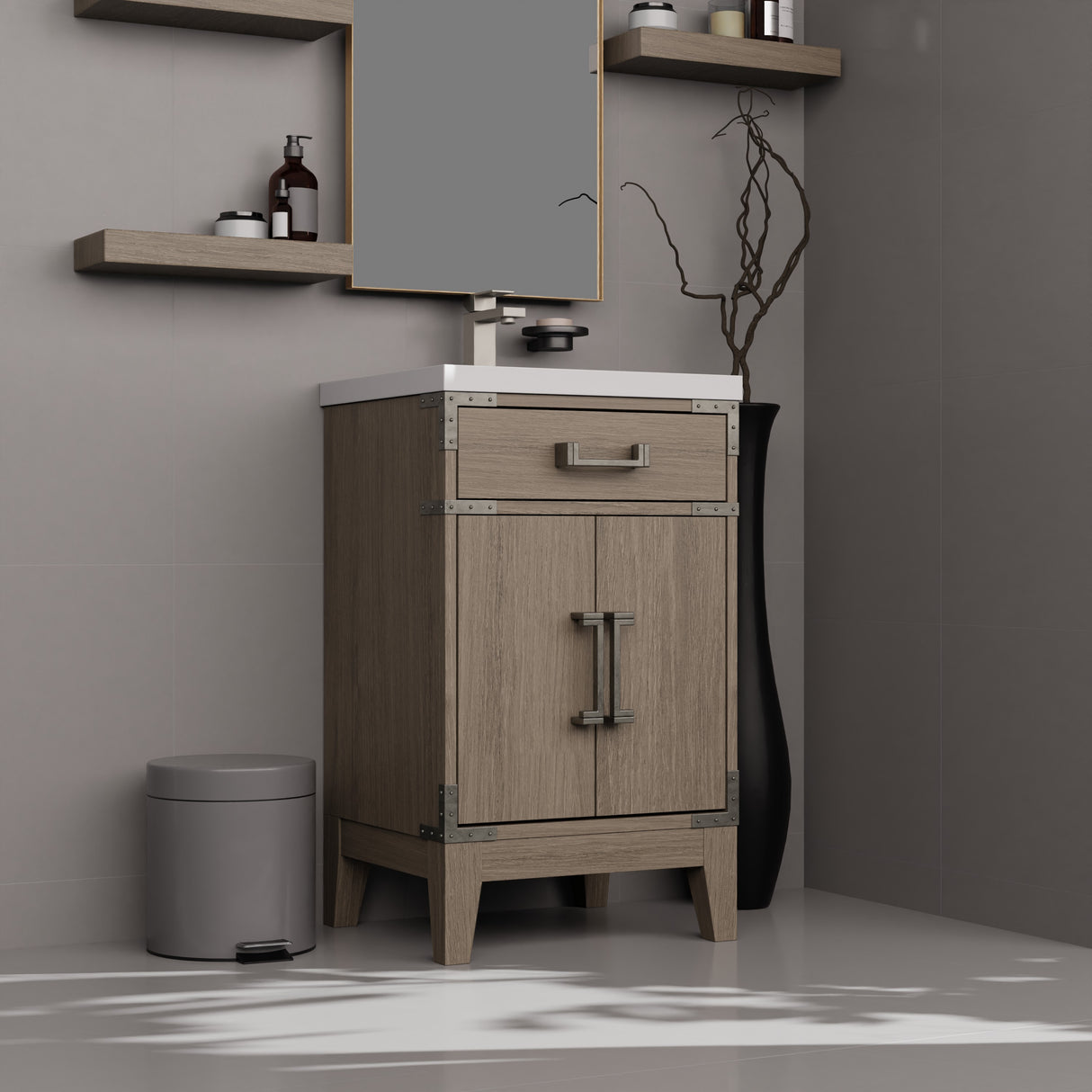 Laurel 20 in W x 18 in D Grey Oak Single Bath Vanity