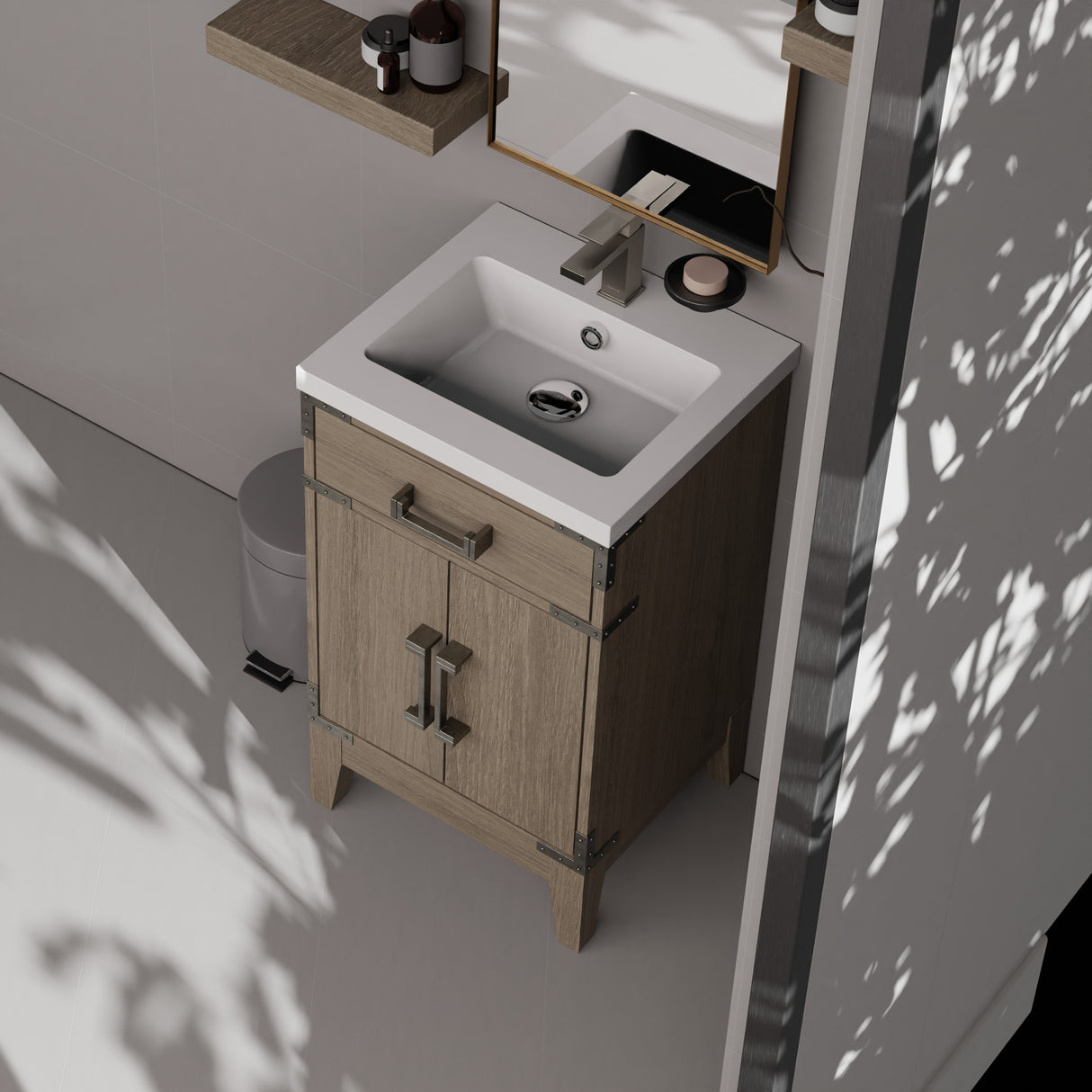 Laurel 20 in W x 18 in D Grey Oak Single Bath Vanity