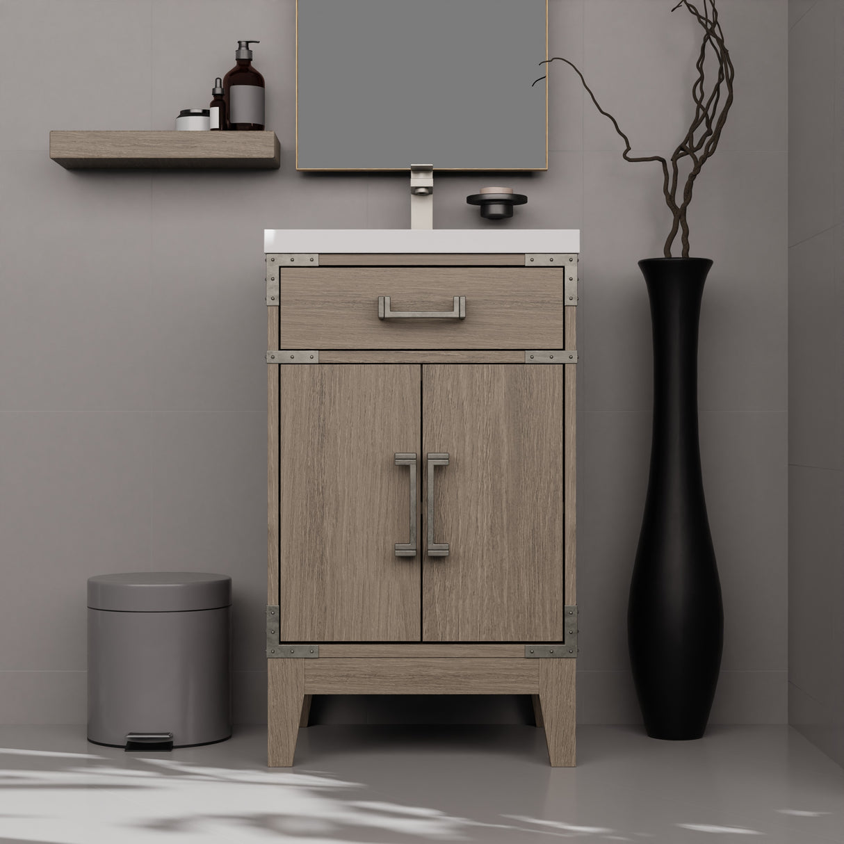 Laurel 20 in W x 18 in D Grey Oak Single Bath Vanity