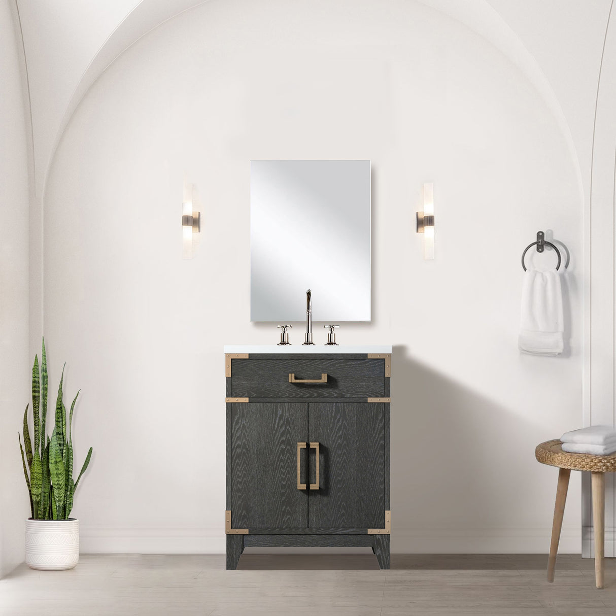 Laurel 24 in W x 18 in D Black Oak Single Bath Vanity